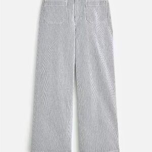 Striped Wide-Leg Cropped Pants